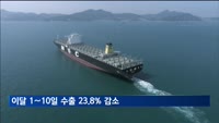 1∼10일 수출 23.8% 줄어…대미수출 급감