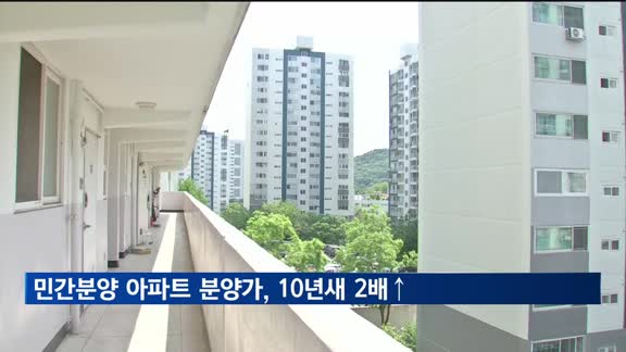 전국 민간분양 아파트 분양가, 10년새 2.1배 상승