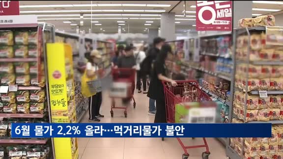 6월 물가 2.2% 올라…먹거리물가 불안
