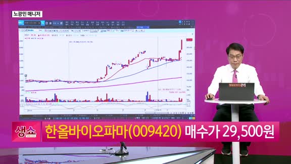 [생생한 주식쇼 생쇼] 한올바이오파마 (009420) 면역항암제 선점 기대…저점 매수 기회 부각